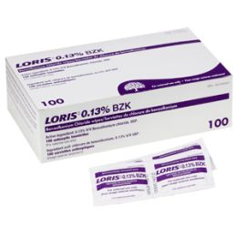 Wipes, Benzalkonium Chloride Wipes/0.13% BZK (Loris 126-01/100 per pack)